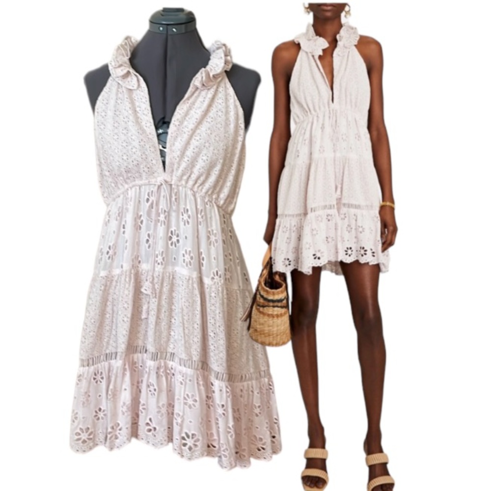 SAYLOR Jessika Light Pink Eyelet Lace Mini Dress Size Small